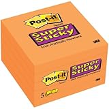 Post-it Super Sticky Notes, 3 x 3-Inches, Neon Orange, 5-Pads/Pack (654-5SSNO)