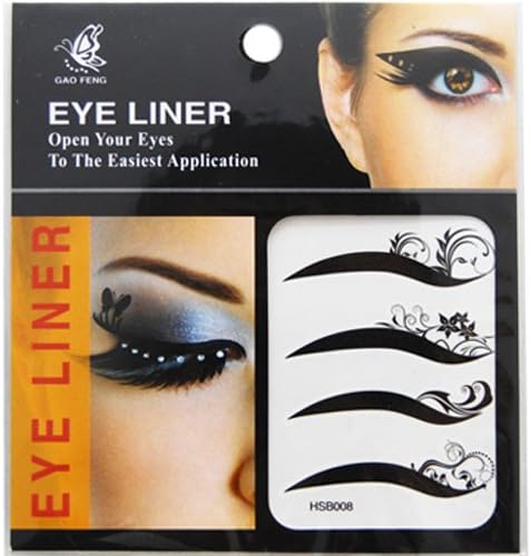 8 pcs Black Curl Flowers False Temporary Eye Tattoos Eyeliner Stickers