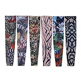 VOSO-6 Pcs Nylon Temporary Fake Tattoo Sleeves Stretch Arm Stockings Goth Punk # 7600510