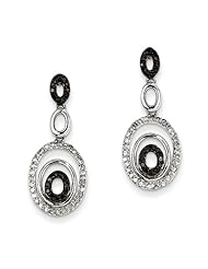 14K White Gold Black & White Diamond Post Earrings