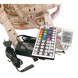 RGB LED Strip Band Streifen Leiste (5m, 30 LED/m, IP65) mit Controller, 44 Tasten Fernbedienung u. Netzteilvon "LED Universum"