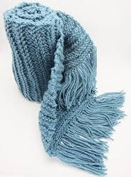 Handmade Extra Wide Acrylic Scarf or Shawl - Soothing Blue (100% Knitted By Hand/extra Long/wide)