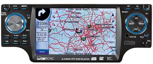 Clatronic AR 800 Stereo-Autoradio (10,9 cm (4,3 Zoll) Touchscreen, DVD-Player, GPS, 4 x 40 Watt PMPO Verstärker, Front-USB-Anschluss) schwarz