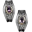 Sterling Silver and 14K Yellow Gold Amethyst Earrings