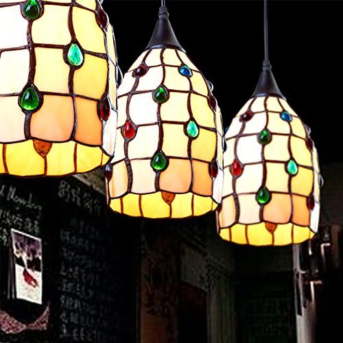 Ecopower Mini Ceiling Pendant Light 1-Light Hanging Light Art Glass Shade, Tiffany Style