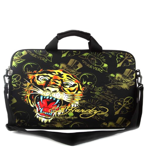 Ed Hardy Gates Tiger Laptop Bag - Black