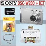 Sony Cybershot DSCW200 12.1MP Digital Camera w/HP Photosmart 475 Accessory Kit