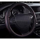 Fasmov Leather Steering Wheel Cover,Black