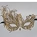 Signstek Metal Laser Cut Filigree Masquerade Venetian Party Mask Black (Rose Gold/Clear Stones)