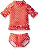 ラッフルバッツ RuffleButts 水着 ラッシュガード ビキニ Coral Polka Dot Ruffled Rash Guard Bikini 6-12m オレンジ ポリエステル ナイロン 