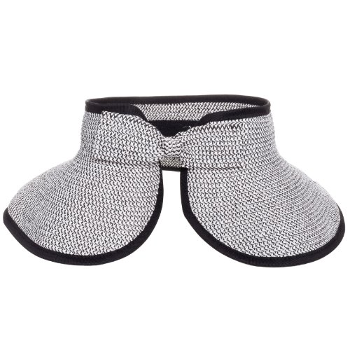 Silverhooks Roll Up Visor w/ Bow Womens Foldable Sunvisor Sun Brim (Black/White)