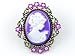 Bright Purple Violet Cameo Master Piece Artsy Fashion Costume Jewelry Brooch Pin