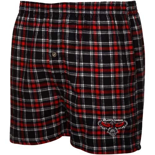 NCAA Atlanta Hawks Navy Blue-Red Plaid Match-Up Boxer Shorts (Medium)