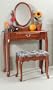 Oak Vanity & Stool Set (Vanity Table, Bench, & Mirror)