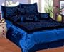 7 Pcs Queen Size Comforter Set, Blue and Black "ZEBRA" BEAUTIFUL Flocking (texture) - Brand New