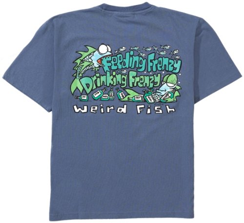Weird Fish Mens 'Feeding - Drinking Frenzy' T Shirt in Coastal Fjord. Size Large