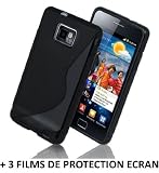 Etui Noir ORIGINAL le S de MUZZANO pour SAMSUNG GALAXY S2 + 3 Films de Protection Ecran UltraClear Pour SAMSUNG GALAXY S2