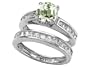2.85 cttw Sterling Silver 14K White Gold Plated Genuine Round Green Amethyst Wedding Set Size 5