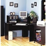 Black Finish Corner Computer Workstation Office Desk by visiondecor Furniture