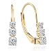 Jewelry : 14k Yellow Gold, Round, 3-Stone Lever Back Drop Earrings (1/3 cttw, H-I Color, I1-I2 Clarity)