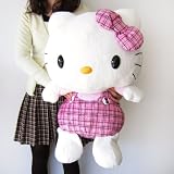 ぬいぐるみ2L ピンク まんまるチェック ハローキティ