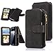 Galaxy Note 7 Case, Note 7 Case, CaseUp 12 Card Slot Series - [Zipper Cash Storage] Premium Flip PU Leather Wallet Case Cover With Detachable Magnetic Hard Case For Samsung Galaxy Note 7, Black
