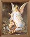 Guardian Angel With Children On Bridge Religious Picture Oak Framed Art Print