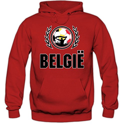 Belgien EM 2016 #2 Hoody| Fußball | Belgique | Herren | Rote Teufel | Nationalmannschaft, Farbe:Rot (Red F421);Größe:L