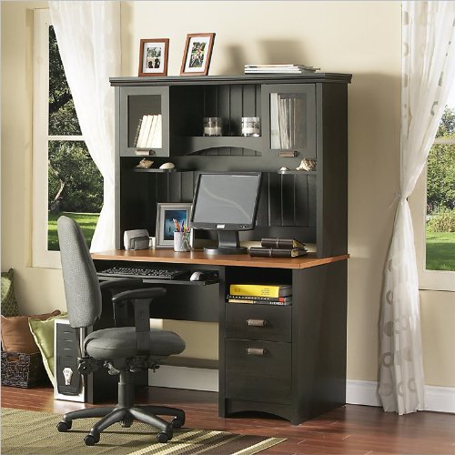 South Shore Gascony Collection Computer Desk with Hutch in Ebony On Sale