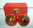 Ancient Chinese Hand Exercise Red Balls with Dragon