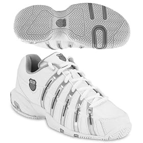 Buy K-Swiss Ladies Approach Tennis Shoe (White Platinum Charcoal), Available in Various Sizes