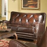 Biltmore Hand Rubbed Button Tufted Leather Loveseat