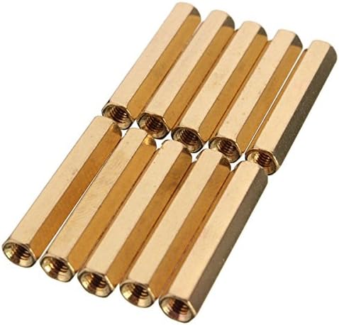 UCTOP 50pcs M3 25mm Female/Female Thread Brass Hex Standoff PCB Pillar Spacers