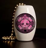 Pink Princess Skull and Cross Bones Porcelain Fan / Light Pull