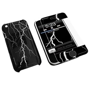 Konnet HardJAC Graffito Lightning pattern for iPhone 3G, 3G S Slim Case with Screen Protection Film, Protector in Customized Graphical Pattern