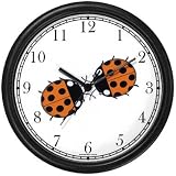 Two Lady Bugs Kissing (Lady Bug or Lady Bird) - Ladybug - JP Animal Wall Clock by WatchBuddy Timepieces (White Frame)