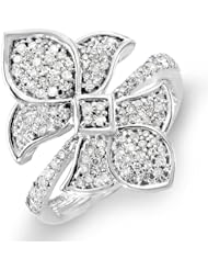 0.65 Carat (ctw) 14k White Gold Round Diamond Ladies Fleur de Lis Cocktail Right Hand Ring