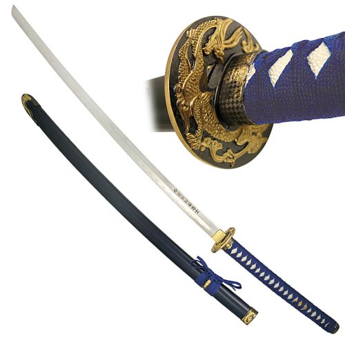 45 1/2 inch Blue Long Handle Traditional Katana