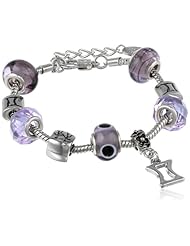 Charmed Feelings Zodiac Murano Style Glass Beads and Charms Bracelet, 7.5+1" Extender