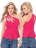 Hot Pink One Shoulder Cut Out Top - MEDIUM
