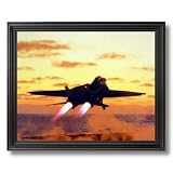 Navy F-14 Top Gun Military Fighter Jet Aircraft Airplane Aviation Wall Picture Black Framed Art Print