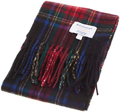 Edinburgh 100% Cashmere Kids Scottish Tartan Multicolor Mini Scarf Stewart Black (One Size)