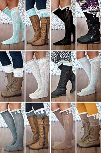 The Original Button Boot Socks with Lace Trim by Our World Boutique (TM)