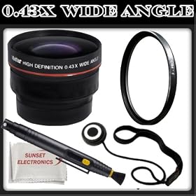 Wide Angle 0.43x High Definition Wide Angle Lens For The Canon Rebel XS (EOS 1000D), XSi (EOS 450D) Digital SLR Cameras. This Kit Includes: UV Protective Filter, Lens Cap Keeper, Lens Cleaning Pen & Microfiber Cleaning Cloth. (Will Attach To The Following Canon Lenses: 18-55mm, 55-250mm, 75-300mm)