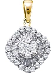14KT Yellow Gold 0.80 CTW Diamond Flower Pendant