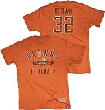 Reebok Jim Brown Cleveland Browns Orange Vintage 2-Sided Players Tee Shirt (S=36)