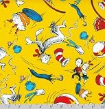 Cat in the Hat Flying Yellow Seuss Fabric Three Yards (2.7m)