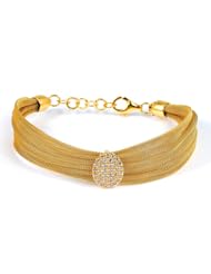 Sterling Silver & Cz 18k Yellow Gold Plated Bangle