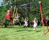 4 Child Metal Swing Set With Glider And 2 Board Swings  for Sale