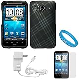 Matte Black with Silver Plaid Design Protective Rubberized Crystal Hard Cas ....